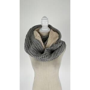 Bickley Mitchell Wool Blend Teddy Sherpa Infinity Scarf Grey New Chunky Knit